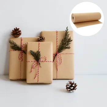 1 Рулон крафт-бумаги, рулон для упаковки подарков, подвижная упаковка, рулон коричневой бумаги для покраски упаковки