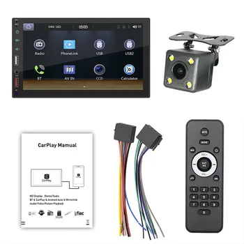 2 Din 7-дюймовый автомобильный радиоприемник с сенсорным экраном, автомобильный стерео Bluetooth MP5 плеер с CarPlay Android Auto, 2 USB FM-автомобильный плеер A