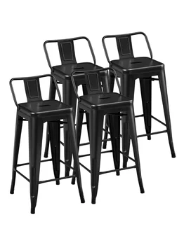 26-дюймовые металлические барные стулья Easyfashion со спинками, черный