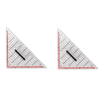 2шт 30-сантиметровая треугольная линейка для рисования, многофункциональная линейка для рисования с ручкой, транспортир, измерительная линейка, канцелярские принадлежности