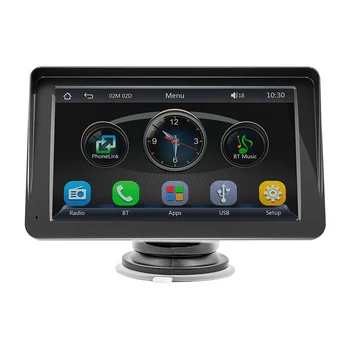 7-дюймовое FM-радио с голосовым управлением, беспроводное автомобильное радио Carplay Android Auto HD 1024P, портативная автомобильная стереосистема, сенсорный экран, встроенный динамик