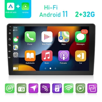 9 Дюймов 2 + 32G для Android 11 Двойной 2 Din Carplay Touch Tcreen GPS Wifi FM-автомагнитола