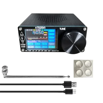 ATS25X1 Si4732 Многополосный радиоприемник FM LW (MW SW) SSB + 2,4-дюймовый Сенсорный ЖК-дисплей + Штыревая антенна + Аккумулятор + USB-кабель + Динамик