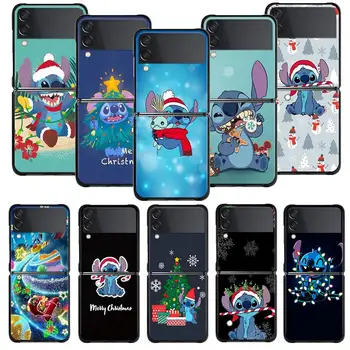Disney Stitch Веселая Рождественская Елка Чехол Для Телефона Samsung Galaxy Z Flip 4 Z Flip3 5G Shell для Galaxy Z Флип Жесткий Чехол Fundas