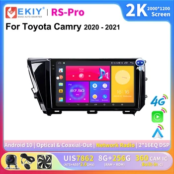 EKIY 2K Экран CarPlay Радио Для Toyota Camry 2020-2021 Android Auto 4G Автомобильный Мультимедийный Плеер Стерео Ai Голосовая Навигация GPS DSP