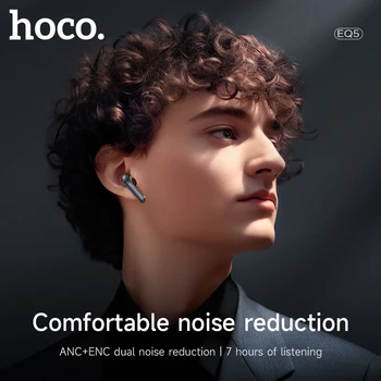 HOCO ANC + ENC Bluetooth 5.3 TWS Беспроводные Наушники С Активным Шумоподавлением Hi-Fi Стереозвук Двойной Микрофон Музыкальные Спортивные Наушники