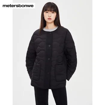 Metersbonwe, Свободный пуховик, Женская зимняя новинка, мода 2023, женское пальто, простая тонкая куртка, Брендовые топы