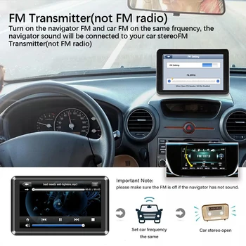 Автомобильный GPS-навигатор Mini USB TF 5-дюймовый Автомобильный GPS-навигатор FM-передатчик Портативный навигатор Карта ЕС AU Северной Америки Сигнализация о превышении скорости