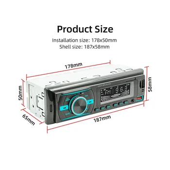 Автомобильный аудиозвук на один Din, Bluetooth, автомобильный стереоприемник с ЖК-дисплеем, AM / FM-радио, MP3-плеер, USB SD AUX, управление приложением