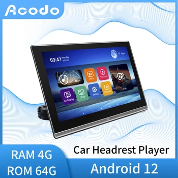 Автомобильный плеер на подголовнике Acodo с 13 дюймовым IPS экраном Android 12 Автомобильный дисплей с HDMI входом выходом Wifi Bluetooth Зеркало Монитор заднего сиденья