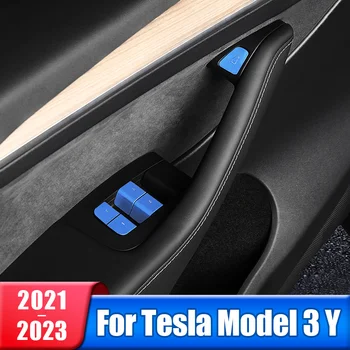 Алюминиевые наклейки на кнопку включения автомобильного стекла для Tesla Model 3, Модель Y 2021 2022, Аксессуары