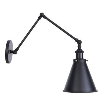 Антикварный регулируемый настенный светильник бра Железный лофт Ретро Wandlamp Спальня Рядом с лампами Промышленное освещение Черный свет