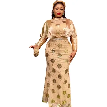 Африканские платья больших размеров для женщин, праздничная одежда в стиле дашики, макси-платье с длинным рукавом, Африканская одежда с абайей, Африканское платье
