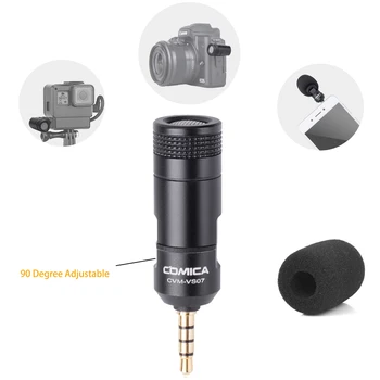 Всенаправленный Мини-микрофон COMICA CVM-VS07 для зеркальной камеры GoPro, Стабилизатор Микрофона Телефона для записи видео (3,5 мм TRRS)