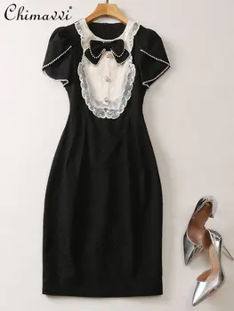 Высококачественное Черное платье во Французском стиле Хепберн 2023, Летнее Новое Высококачественное Изысканное Платье Для Похудения, Женское Элегантное Легкое Роскошное Платье