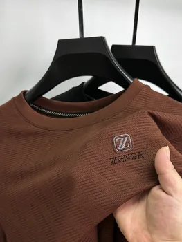 Высококачественный свитер с круглым вырезом и принтом, мужская осенне-зимняя новинка 2023, футболка с длинными рукавами, свободный трендовый повседневный пуловер