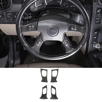 Для 2003-2007 Hummer H2 Наклейка на рамку кнопки Рулевого колеса автомобиля из мягкого углеродного волокна Аксессуары для интерьера автомобиля 4шт