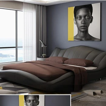 Каркас кровати из натуральной кожи, Современные мягкие кровати, домашняя мебель для спальни, cama muebles de dormitorio / camas quarto