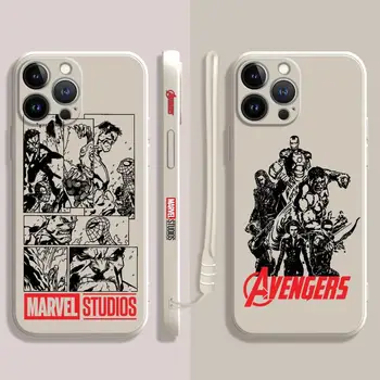 Квадратный Жидкий Чехол Для Телефона Avengers Heros Comics Для Apple iPhone 14 13 12 11 Pro Max 13 12 Mini XS XR X 7 8 6 6S 5 5S Plus Cover