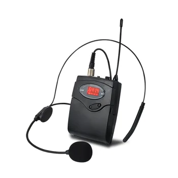 Комплект беспроводных микрофонов с головным убором + петличный микрофон на лацкане, передатчик-приемник частоты UHF для обучения речи.