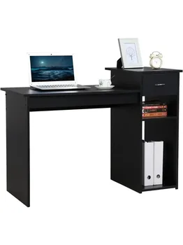 Компьютерная станция SMILE MART для домашнего офиса, компьютерный стол с выдвижным ящиком и местом для хранения, черный