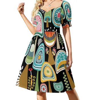 Красочные современные грибы середины века // Крупномасштабное платье длинное платье женское платье вечерние женские платья