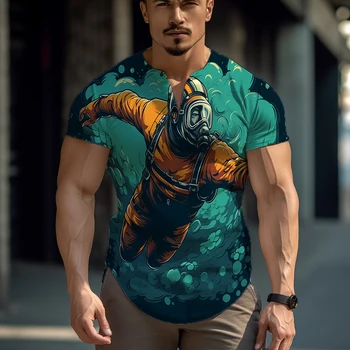 Летняя повседневная модная мужская футболка, спортивная футболка с 3D-принтом, пляжная футболка в гавайском стиле с коротким рукавом, офисная футболка для свиданий