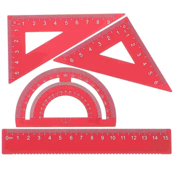 Линейка для рисования геометрии из алюминиевого сплава: 1 комплект Прямоугольный инструмент Математический транспортир Для рисования треугольников Прямая линейка Металлическая математика