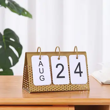 Металлический настольный календарь с откидной крышкой, месяц, дата, Вечный календарь, украшение рабочего стола, Расписание, ежедневник, Офисный Домашний календарь 