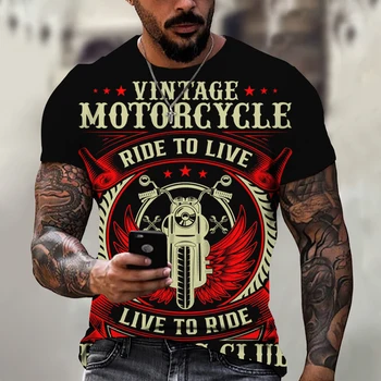 Мужская винтажная футболка в стиле ретро для мотоциклистов, 3D футболка оверсайз для мужчин, одежда для байкерских гонок, футболки для мотогонок, топы, летняя одежда 0