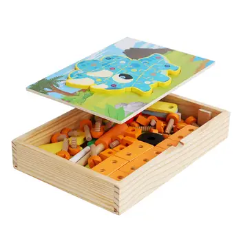Набор Деревянных Гаек и Болтов Montessori Puzzle Box Подходящей Формы И Цвета для Мальчиков И Девочек 3-Летних Детей Дошкольного Возраста Отличные Подарки