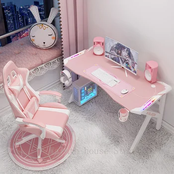 набор офисных стульев для девочек-геймеров, комбинированный офисный стол, компьютерный стол, стол для ПК, модный прекрасный стол RGB