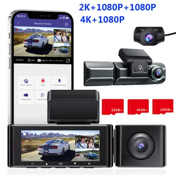 Накопителей M550 тире Cam 3 канальный автомобильный видеорегистратор 4K+1080p автоматически видео камера встроенный WiFi GPS с 64 ГБ/128 ГБ SD карты ИК ночного видения