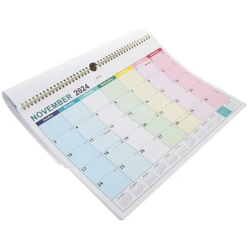 Настенный календарь на 2024 год Настенный Настольный Календарь с прозрачной печатью, Висящий на столе Ежемесячно, Офисные принадлежности на каждый день, Домашнее хозяйство Перевернуть страницу