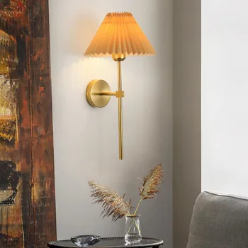 Настенный светильник LED E27 Тканевый абажур с вращающимся прожектором, лампа для чтения, настенное бра для прикроватной тумбочки в спальне, украшение для дома в отеле