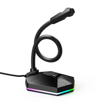 Новый компьютерный USB-микрофон с шумоподавлением, RGB-Светоизлучающий Гибкий привод, Бесплатный микрофон для голосового чата и видеоконференции