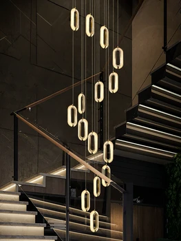 Овальные светильники для гостиной, спальни, бара, кухонной лампы, современная дизайнерская подвесная люстра для роскошного холла На высотной лестнице