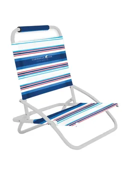 Однопозиционный складной пляжный стул Caribbean Joe в синюю / красную полоску