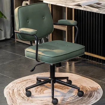 Офисные стулья из скандинавской кожи, Офисная мебель, Компьютерное кресло, Ретро Дизайнерское Роскошное офисное кресло для сидячего образа жизни A