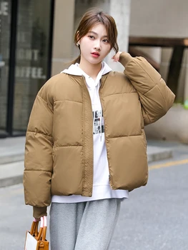 Пальто, женская зима 2023, Новая верхняя одежда, свободная толстая теплая короткая куртка для женщин, парки, топы, Корейское модное стеганое пальто, уличная одежда
