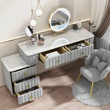 Роскошное кресло, туалетный столик, ящик для макияжа, Светодиодный Женский туалетный столик, Скандинавское Зеркало для макияжа, Белая мебель для дома Meuble De Chambre