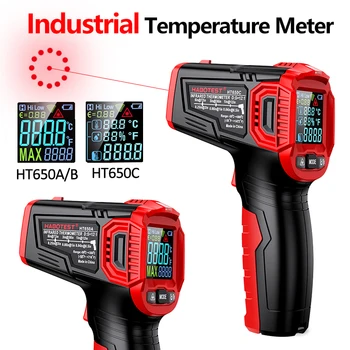 Ручной бесконтактный инфракрасный термометр C / F с цифровым цветным ЖК-экраном для промышленного измерения температуры поверхности