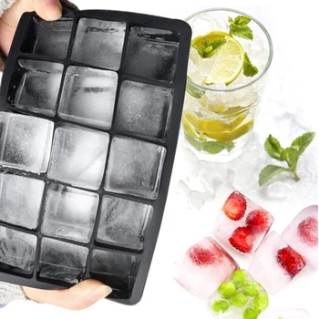 Силиконовая форма для кубиков льда с 15 сетками, большая квадратная форма для кубиков льда, форма для изготовления кубиков льда, Нетоксичный прочный производитель кубиков льда для вина в баре, пабе