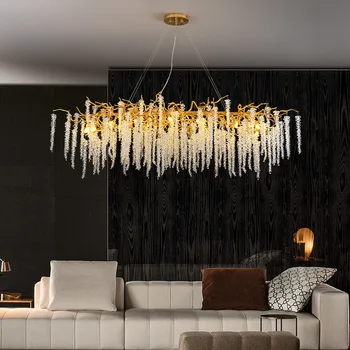 Скандинавская светодиодная хрустальная люстра с кисточками для гостиной, холла, ресторана, роскошные Потолочные подвесные светильники, Внутреннее освещение.