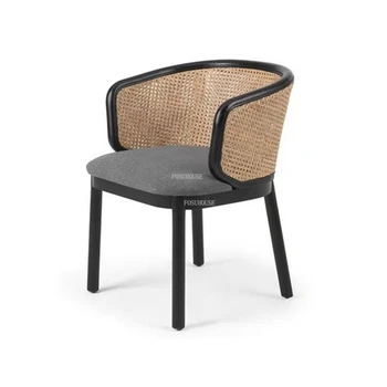Скандинавская уличная мебель со спинкой из ротанга, Пляжные стулья из цельного дерева, дизайнерские уличные стулья для отдыха в кафе отеля, стул для домашней столовой