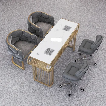 Скандинавские кованые столики для красоты ногтей для коммерческой мебели Маникюрный стол Мраморный Креативный Высококлассный Легкий Роскошный маникюрный стол