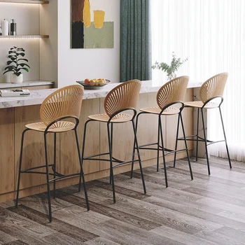 Скандинавский барный стул из массива дерева, Мебель для дома, Роскошное Кафе, Ресторан, Табурет для стойки, стул с дизайнерской спинкой, Высокий Барный стул A