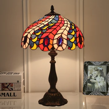 Современная настольная лампа Tiffany, креативный светодиодный настольный светильник из витражного стекла, декор для дома, гостиной, спальни, прикроватной тумбочки