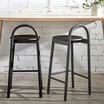 Современные минималистичные барные стулья для кухни, домашнего обихода, барный стол, стул-стойка, табурет, металлический барный стул, высокий стул с деревянной спинкой