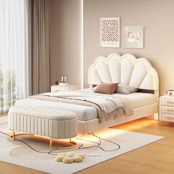 Спальный гарнитур из 2 предметов, кровать-платформа со светодиодной подсветкой размера 
